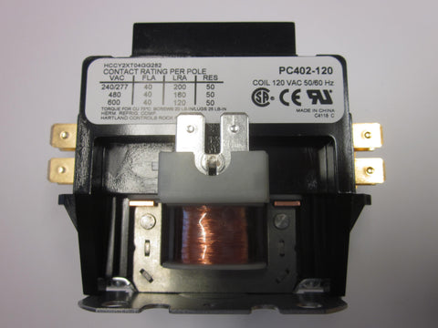 PC402-120 - Power & Controls Definite Purpose Contactor 40A, 2 Pole, 120V coil