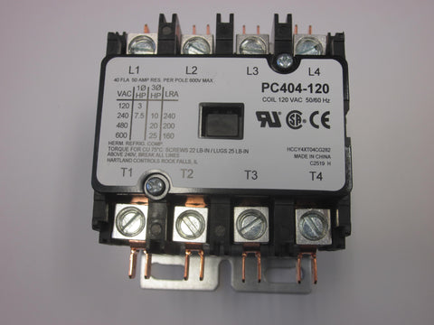 PC404-120 - Power & Controls Definite Purpose Contactor 40A, 4 Pole, 120V coil
