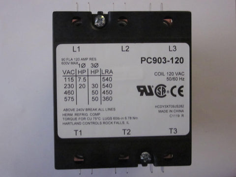 PC903-120 - Power & Controls Definite Purpose Contactor 90A, 3 Pole, 120V coil